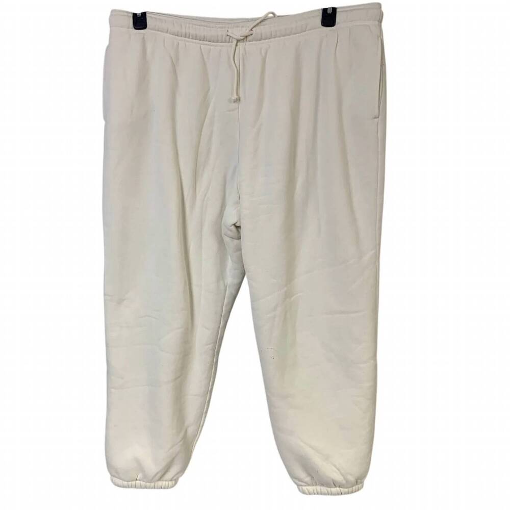 NEW EDDIE BAUER women's vintage soft sherpa lined sweatpants - plus in ivory
